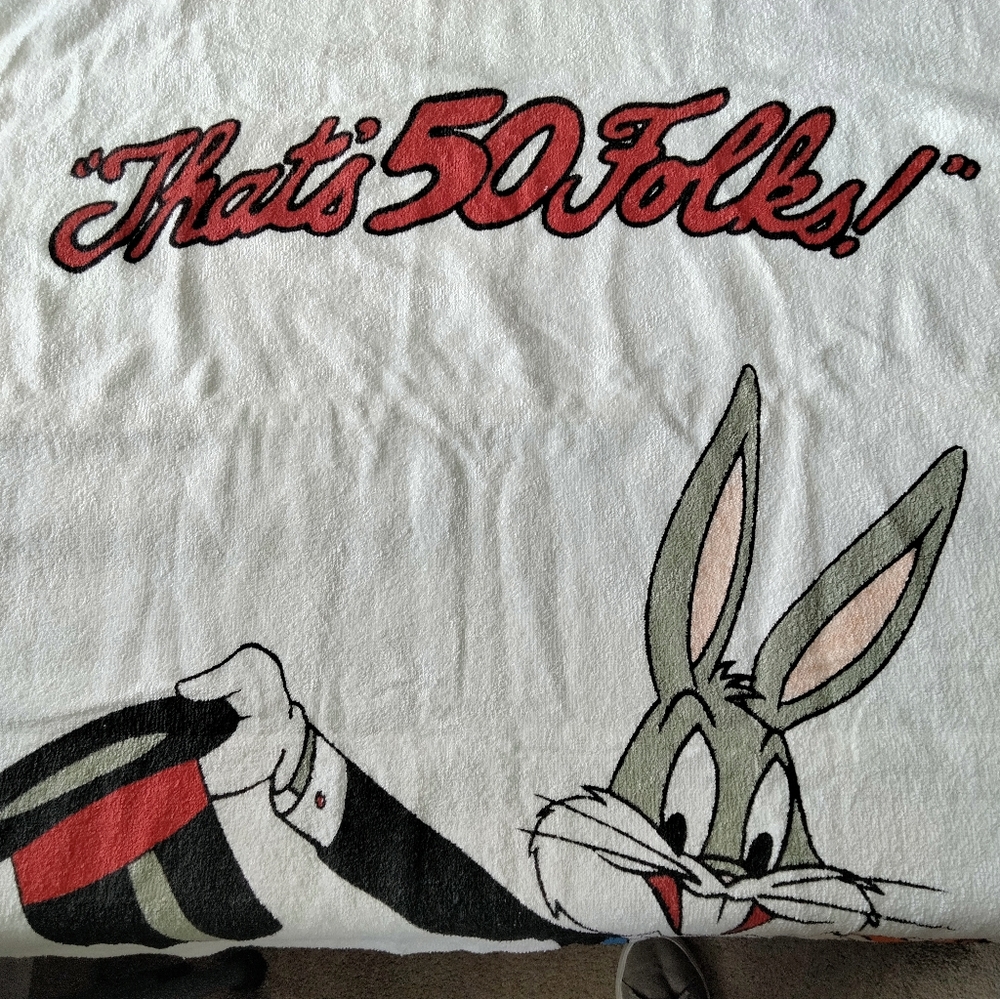 Bugs Bunny Beach Towel with Red and Black Design